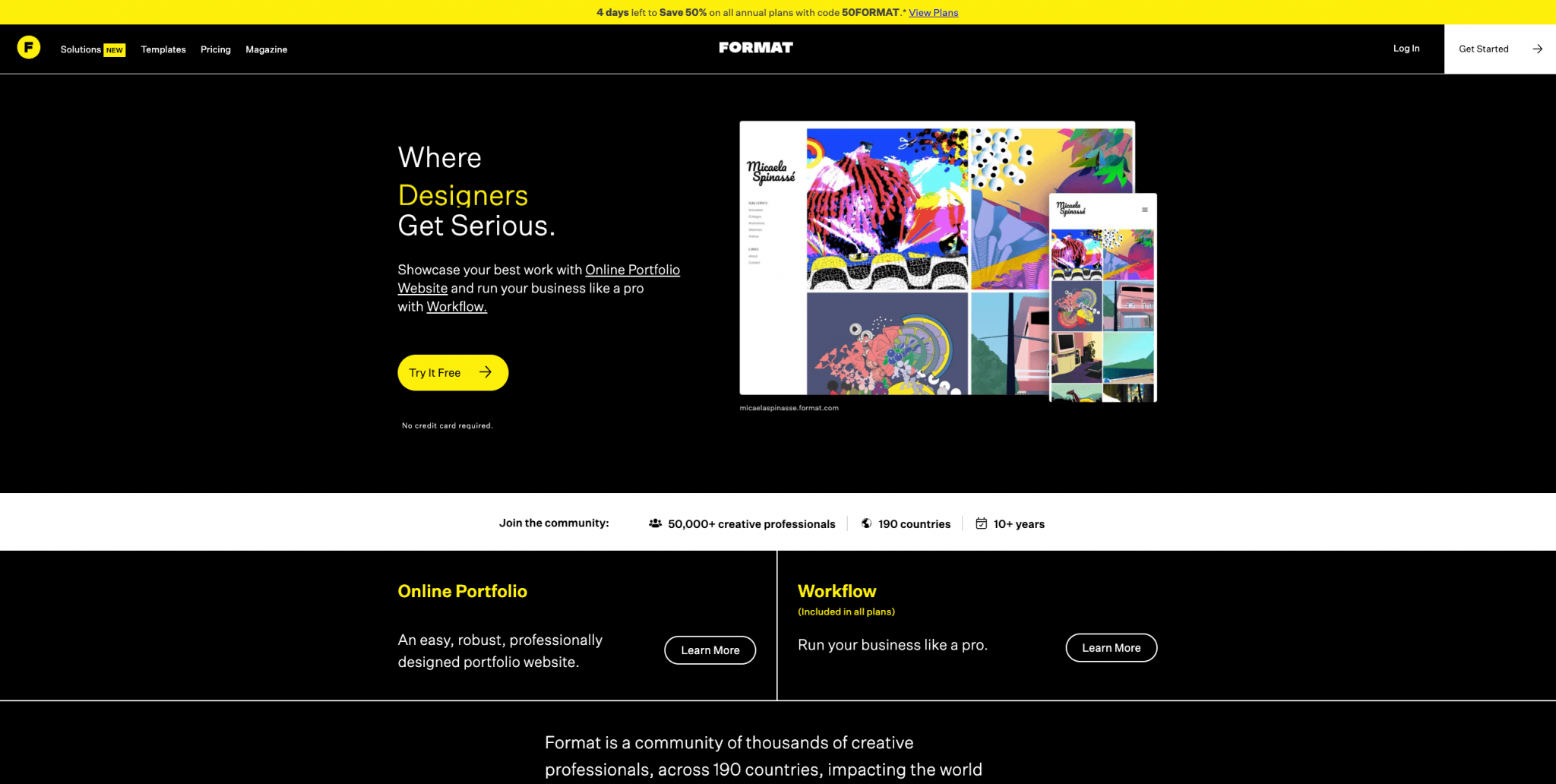 Portfolio Website for artists - Format